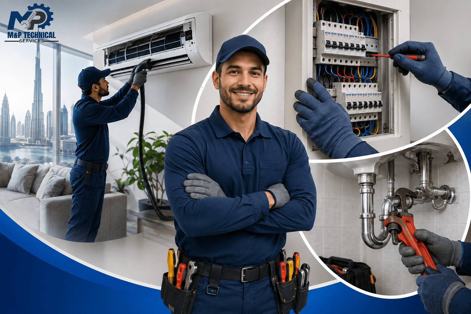 Technician servicing an AC unit