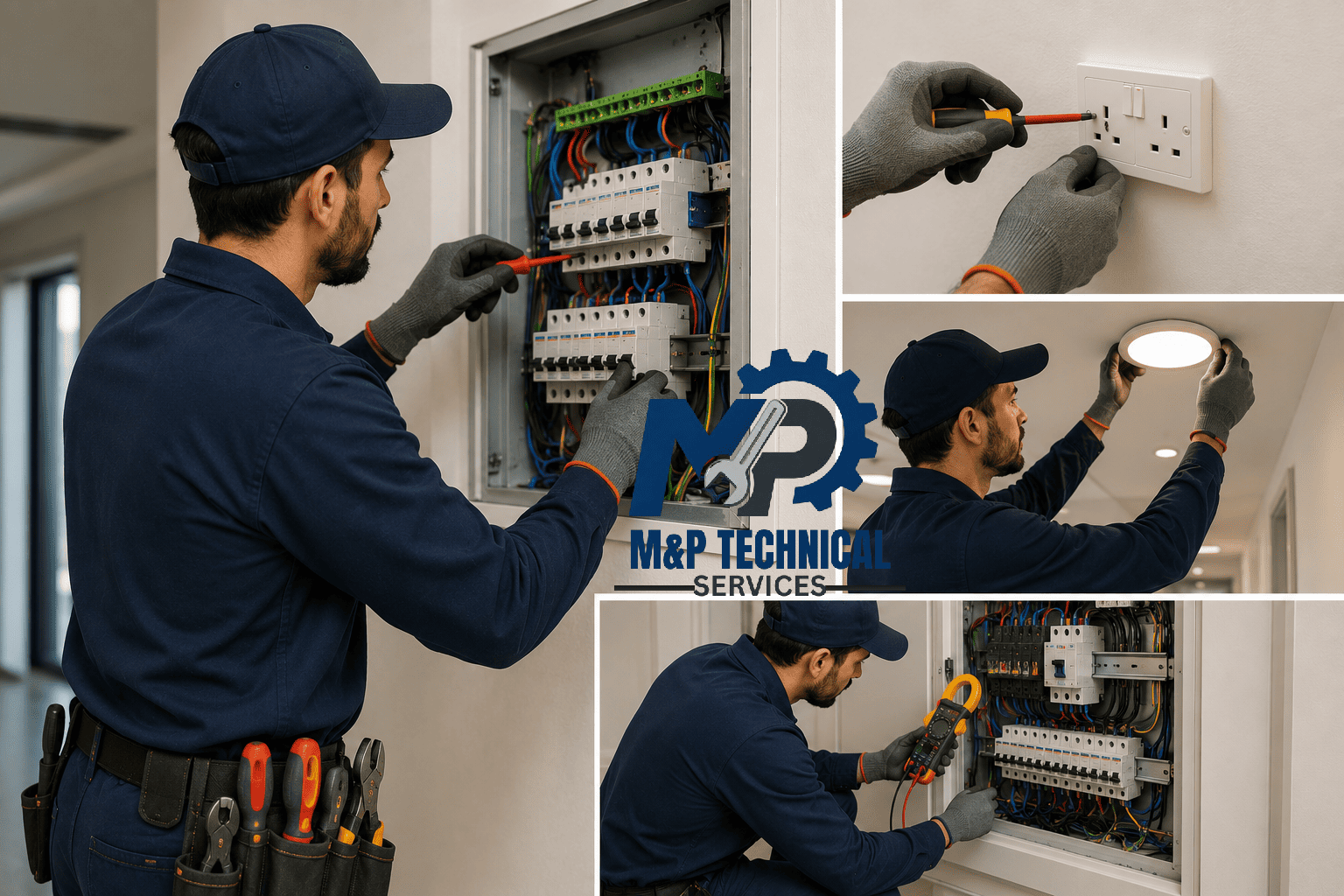 Electrician working on a panel